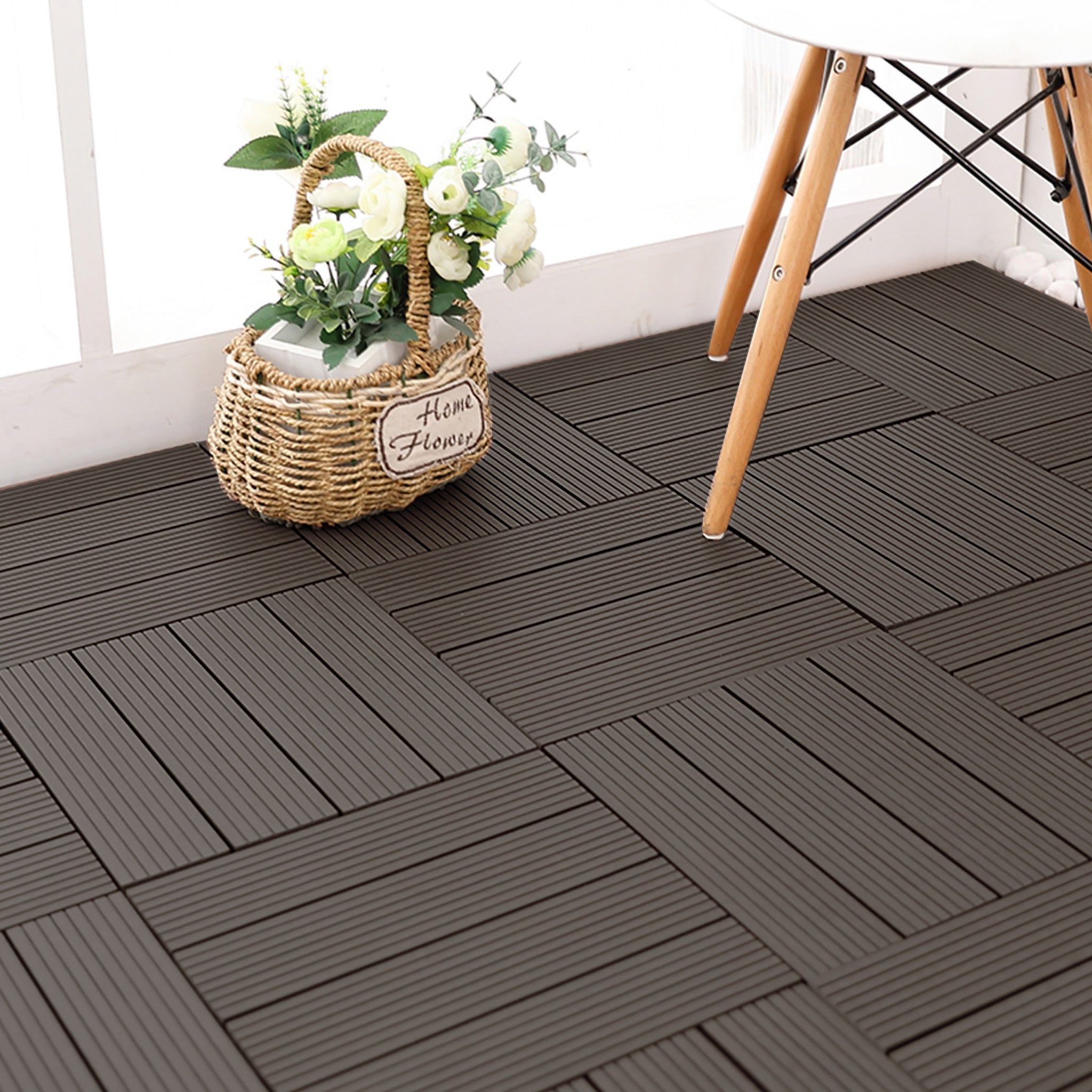 WPC-Tiles für den Außenbereich, Anthrazit für Garten und Terrasse – Detailansicht 6