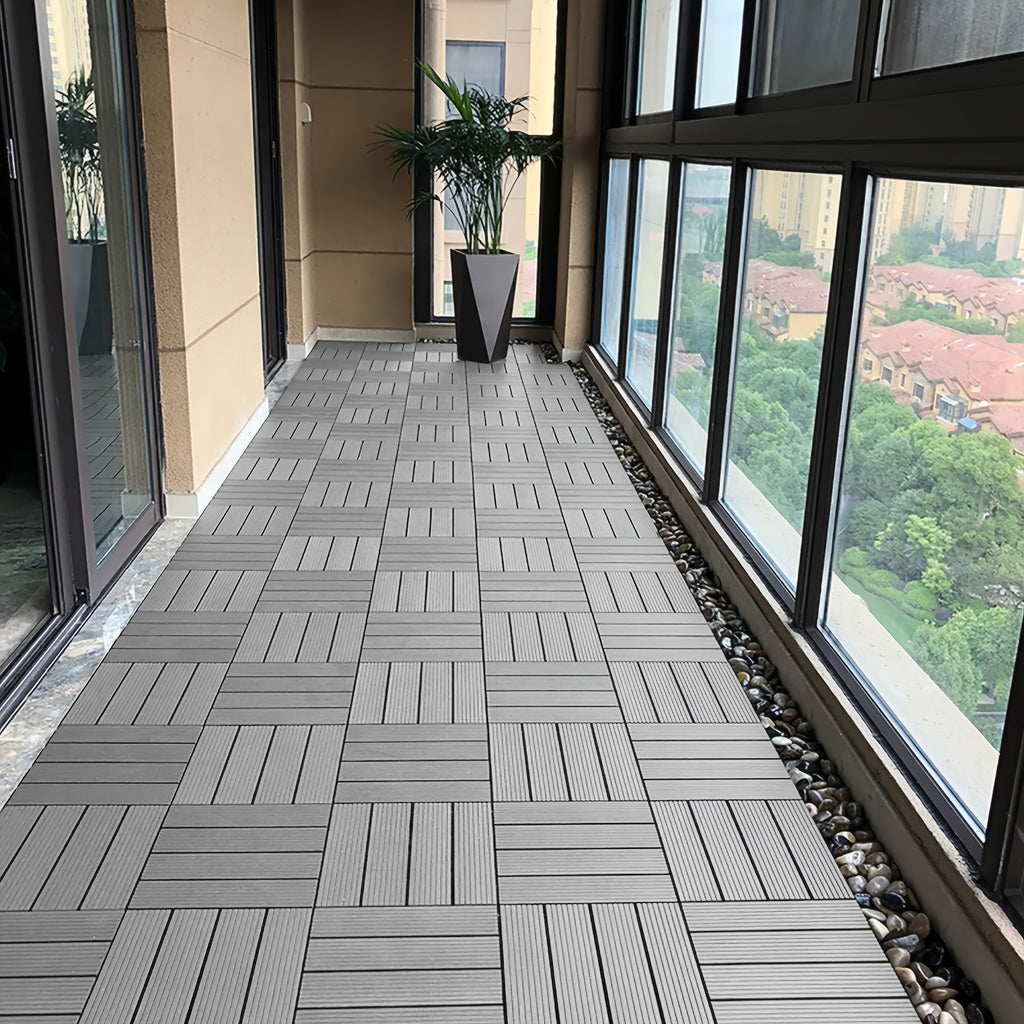 WPC-Tiles für den Außenbereich, Anthrazit für Garten und Terrasse – Detailansicht 10