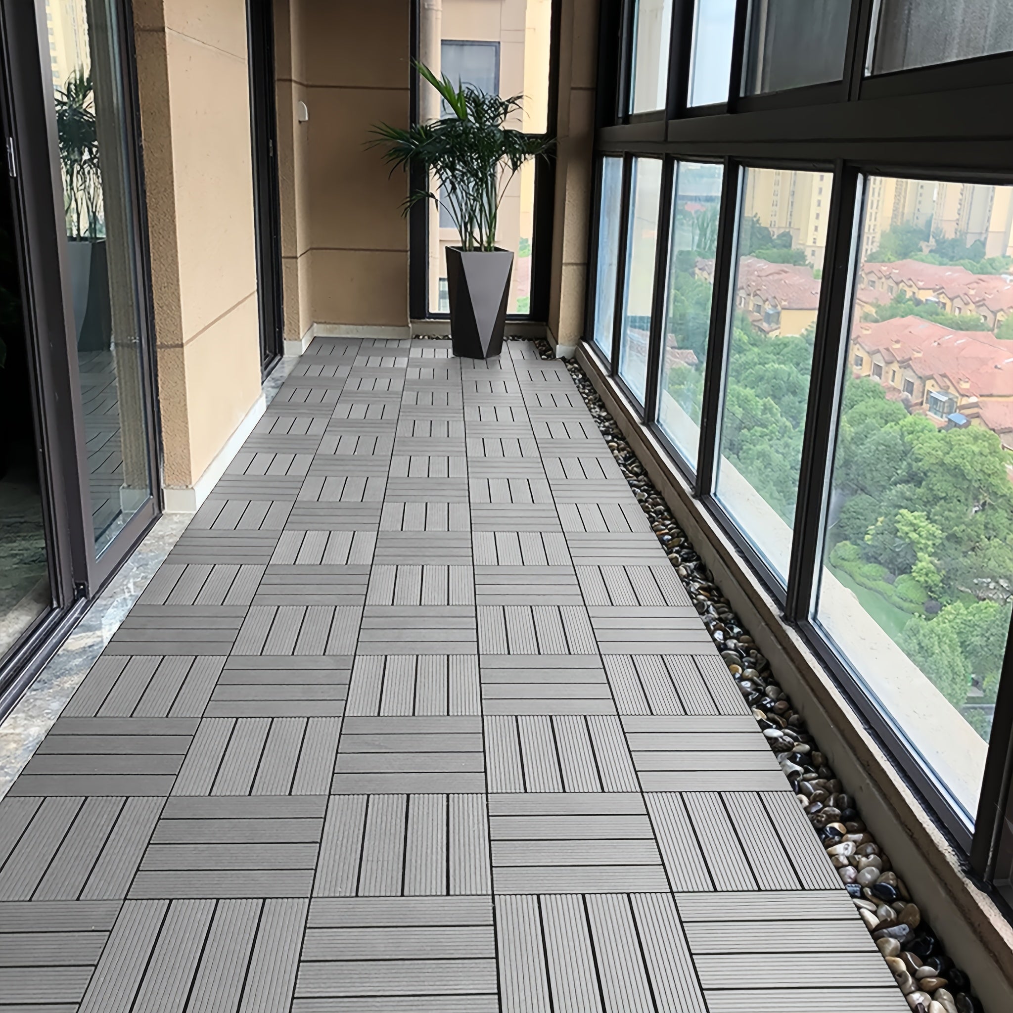 WPC-Tiles für den Außenbereich, Anthrazit für Garten und Terrasse – Detailansicht 10