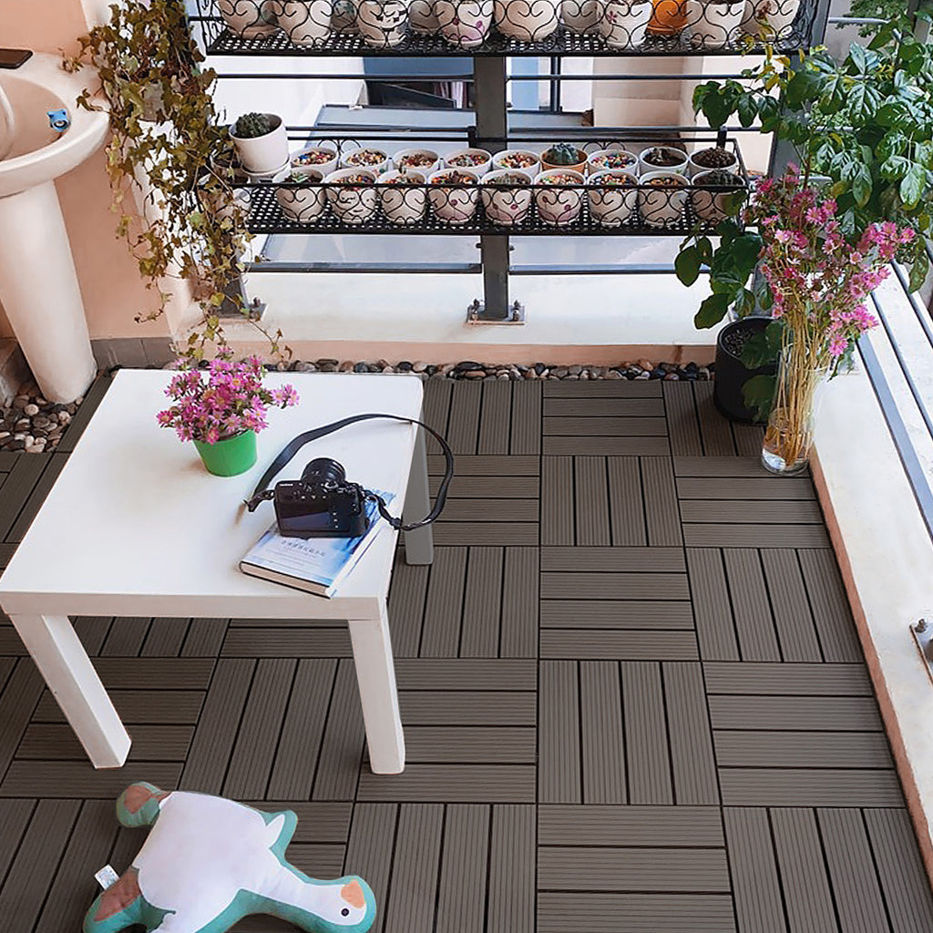 WPC-Tiles für den Außenbereich, Anthrazit für Garten und Terrasse – Detailansicht 11