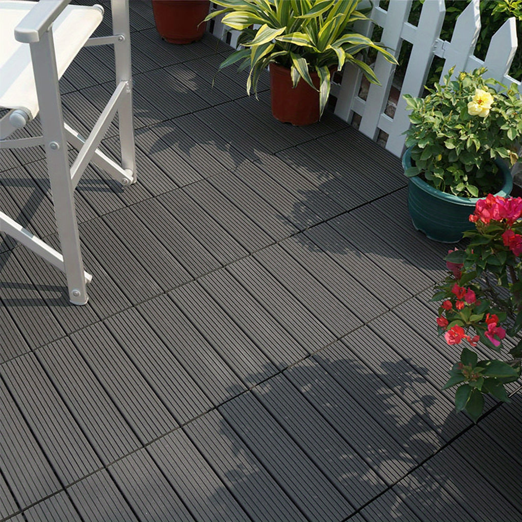 WPC-Tiles für den Außenbereich, Anthrazit für Garten und Terrasse – Detailansicht 12