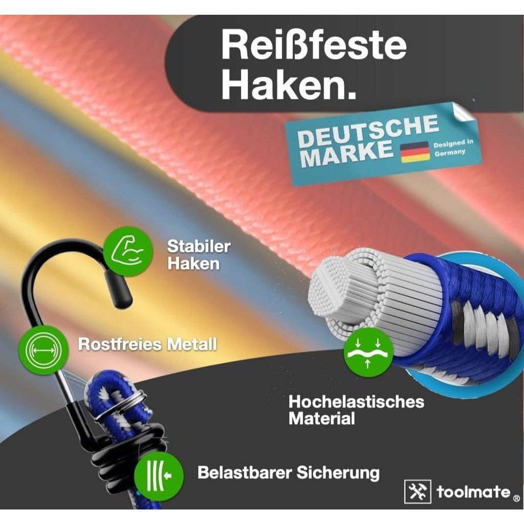 Zimmermannsgürtel, TK 10x Expander mit Haken Gepäckspanner Spanngurte für Alltag und Zuhause – Detailansicht 5