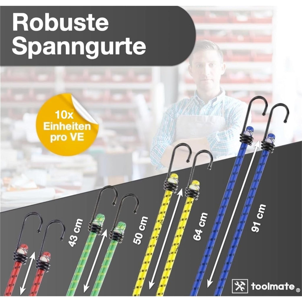 Zimmermannsgürtel, TK 10x Expander mit Haken Gepäckspanner Spanngurte für Alltag und Zuhause – Detailansicht 6