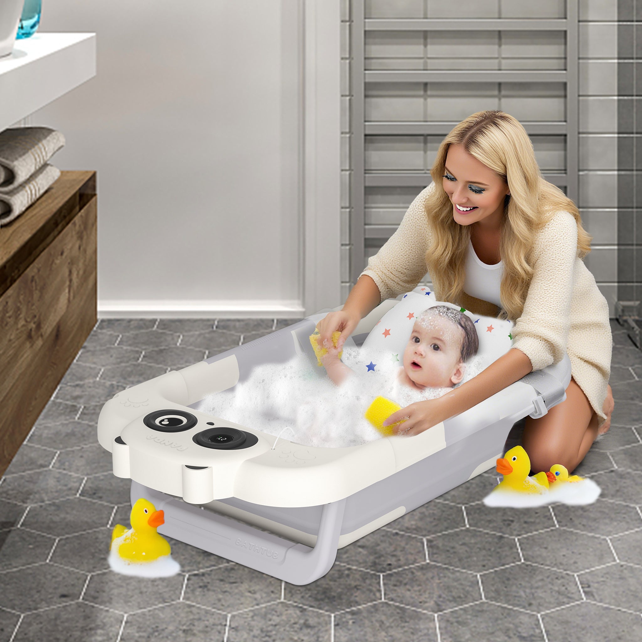 Zusammenklappbares Babybadewasser, 0-36 für Badezimmer und Haushalt – Detailansicht 6